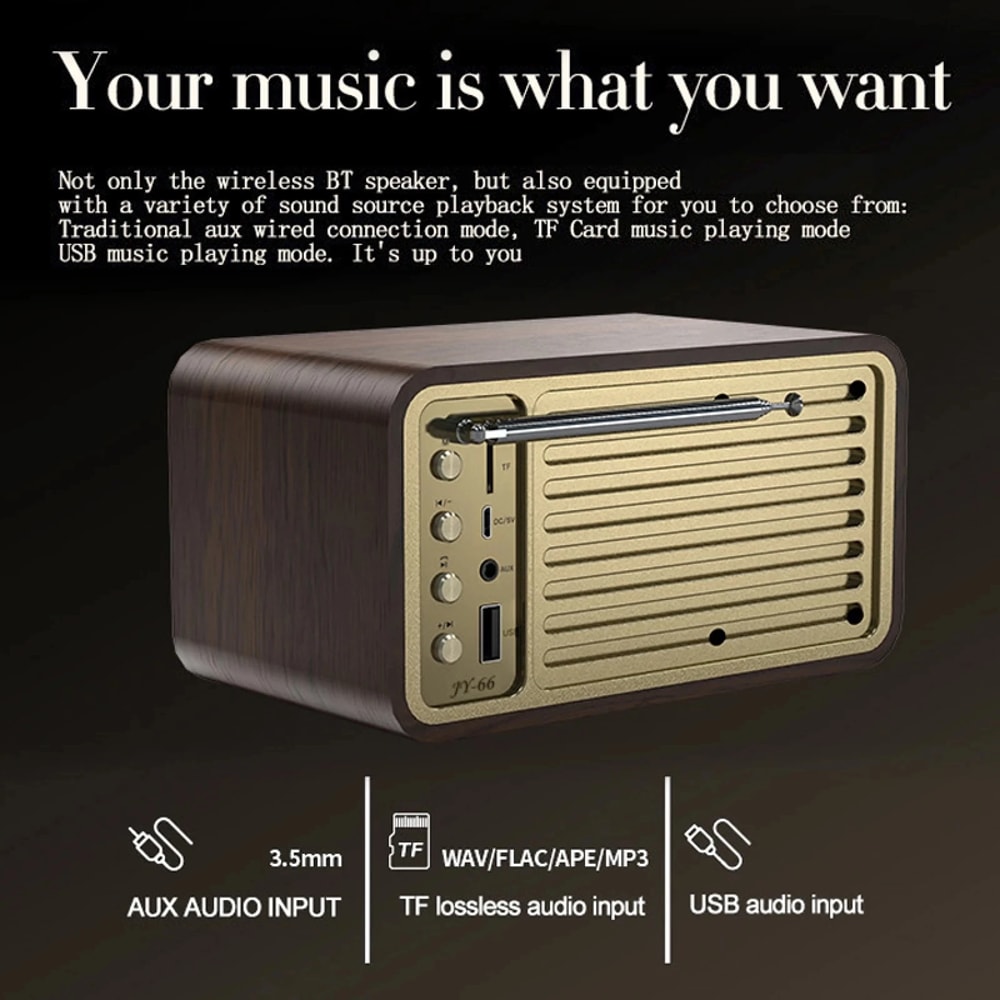 Retro Wooden Bluetooth Speaker Vintage Radio Style Portable Bluetooth Speaker