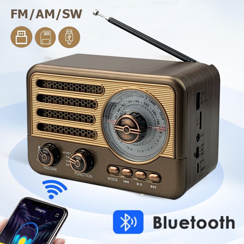Portable Bluetooth AM FM Radio with LED Flashlight