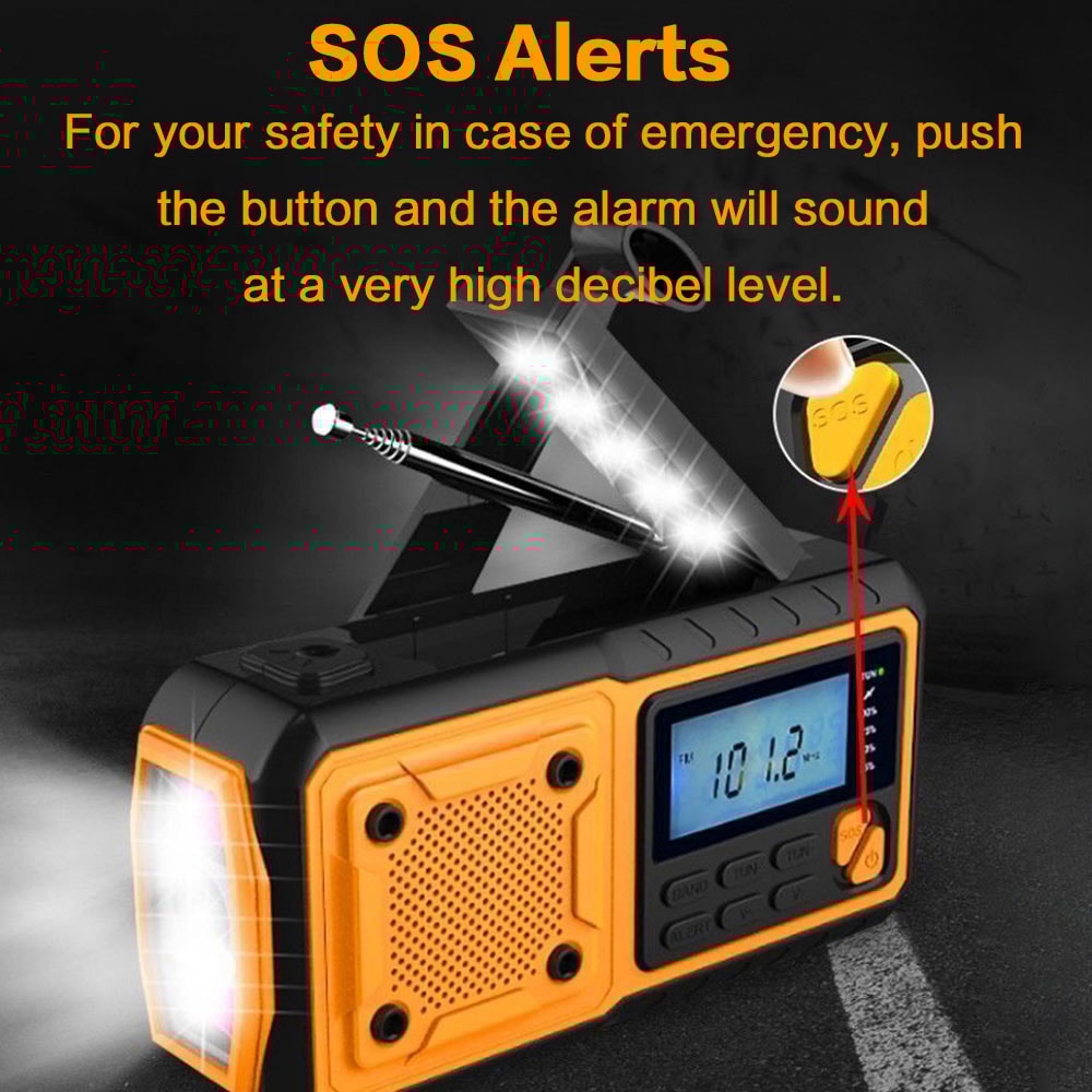 Portable Emergency Weather Radio With Hand Crank Solar Charger And Phone Power Bank 2