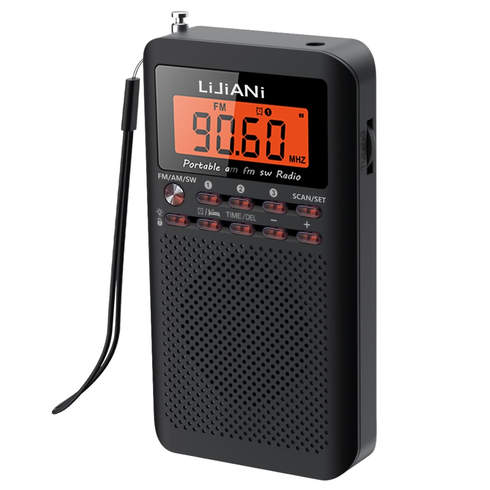 Portable AM FM Radio With LCD Alarm Clock And Earphones 0