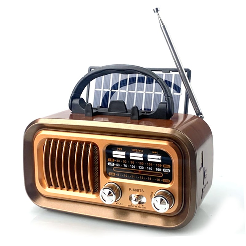 Retro Bluetooth Radio with Solar Charging Portable AM FM Speaker