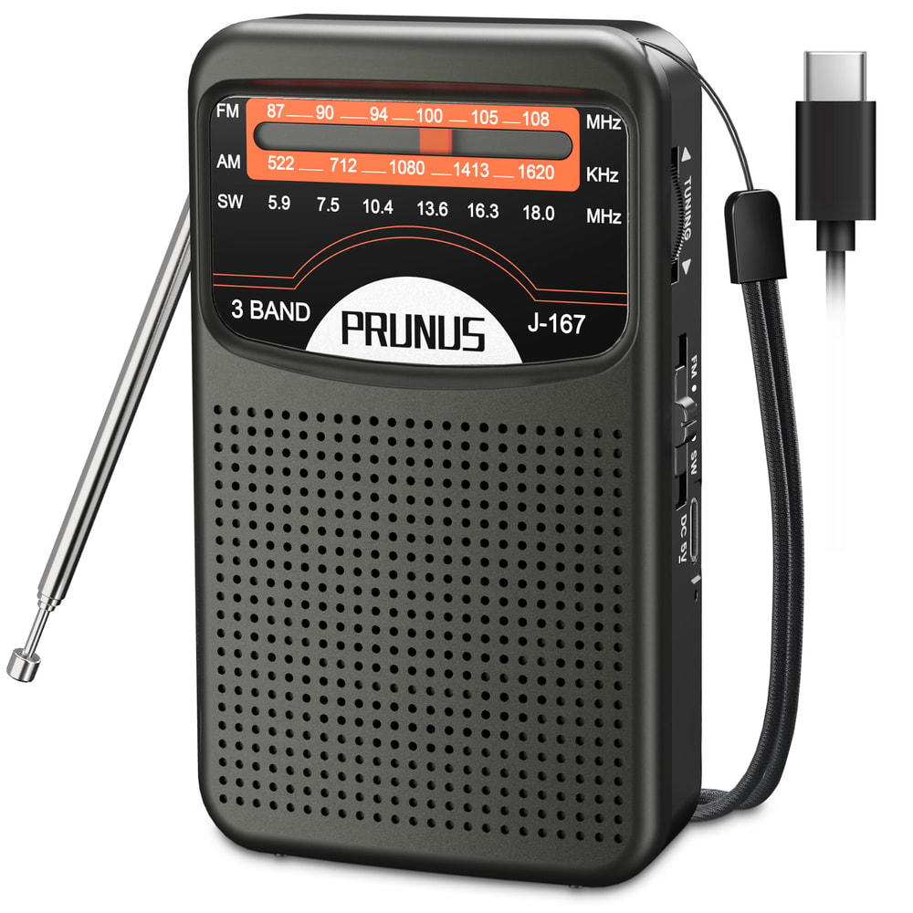 Portable AM FM Shortwave Radio with USB-C Charging and Clear Speaker