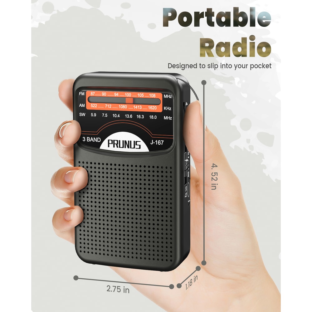Portable AM FM Shortwave Radio with USB-C Charging and Clear Speaker