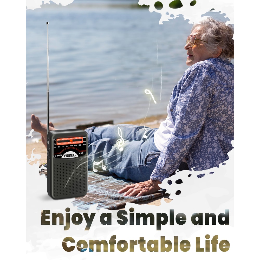 Portable AM FM Shortwave Radio with USB-C Charging and Clear Speaker