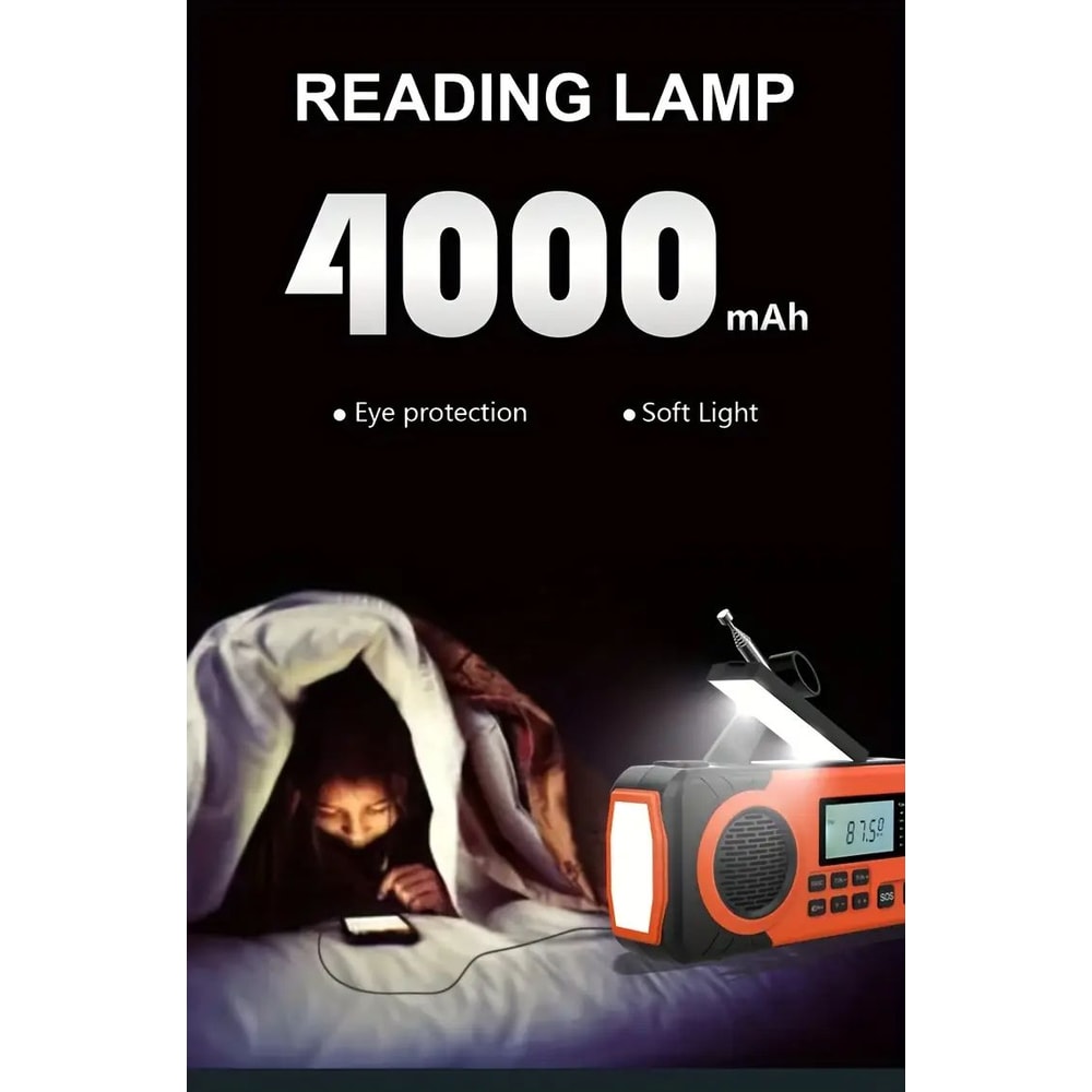 Solar Hand Crank Emergency Weather Radio With Flashlight And Phone Charger 3