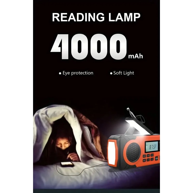 Solar Hand Crank Emergency Weather Radio With Flashlight And Phone Charger 3