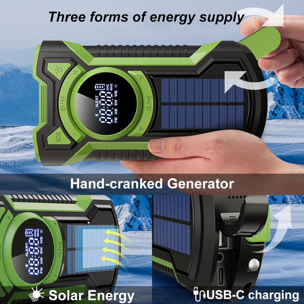 StormReady Emergency Weather Radio With Bluetooth And Hand Crank Solar Power 1