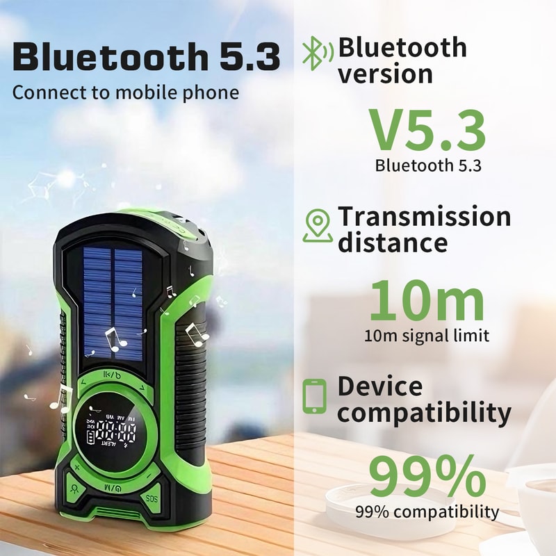 StormReady Emergency Weather Radio With Bluetooth And Hand Crank Solar Power 4