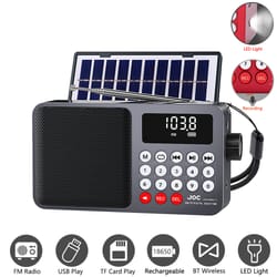 solar portable fm radio bluetooth speaker with led light and usb player