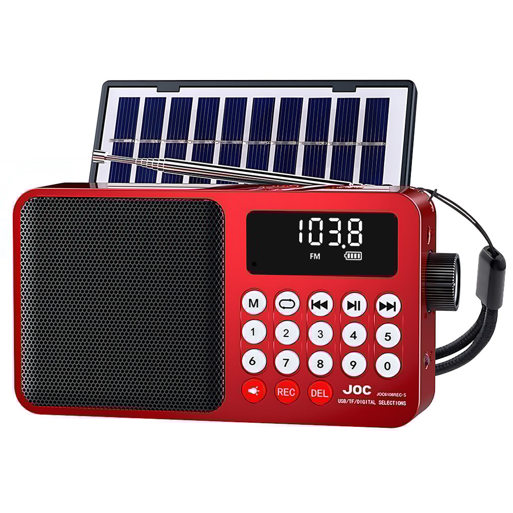 Solar Portable FM Radio Bluetooth Speaker with LED Light and USB Player