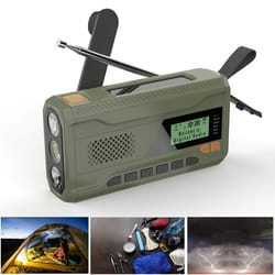 solar emergency radio with bluetooth, flashlight and hand crank