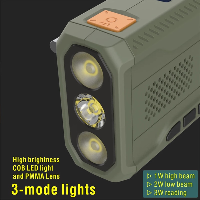 Solar Emergency Radio With Bluetooth Flashlight And Hand Crank 4
