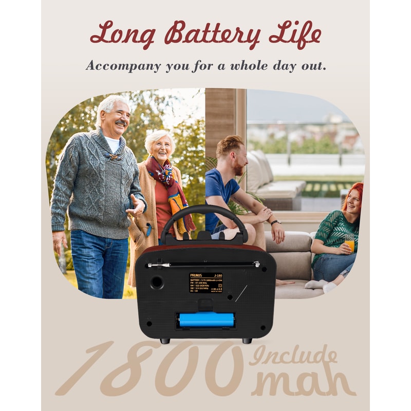 HeritageTune Retro Bluetooth Speaker AM FM SW Radio with USB TF Playback