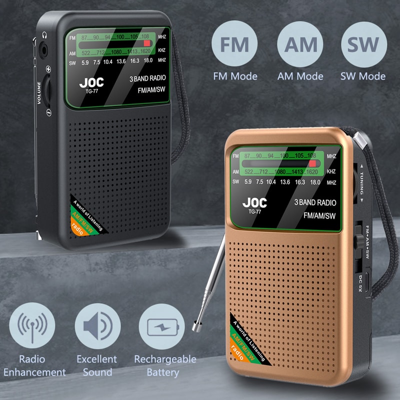 Rechargeable Portable AM FM SW Pocket Radio With Earphone And LCD Display 1