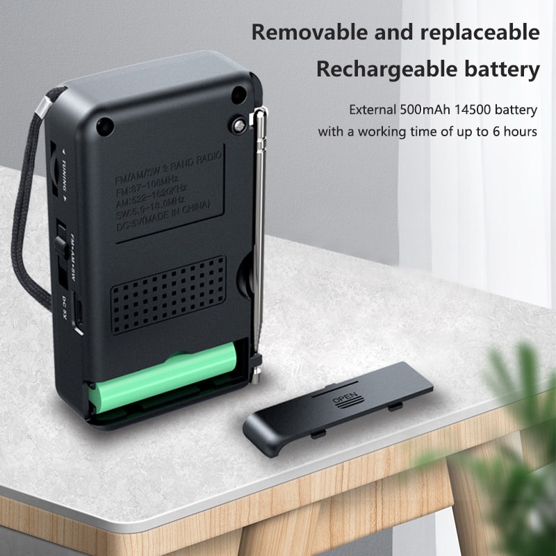 Rechargeable Portable AM FM SW Pocket Radio With Earphone And LCD Display 4