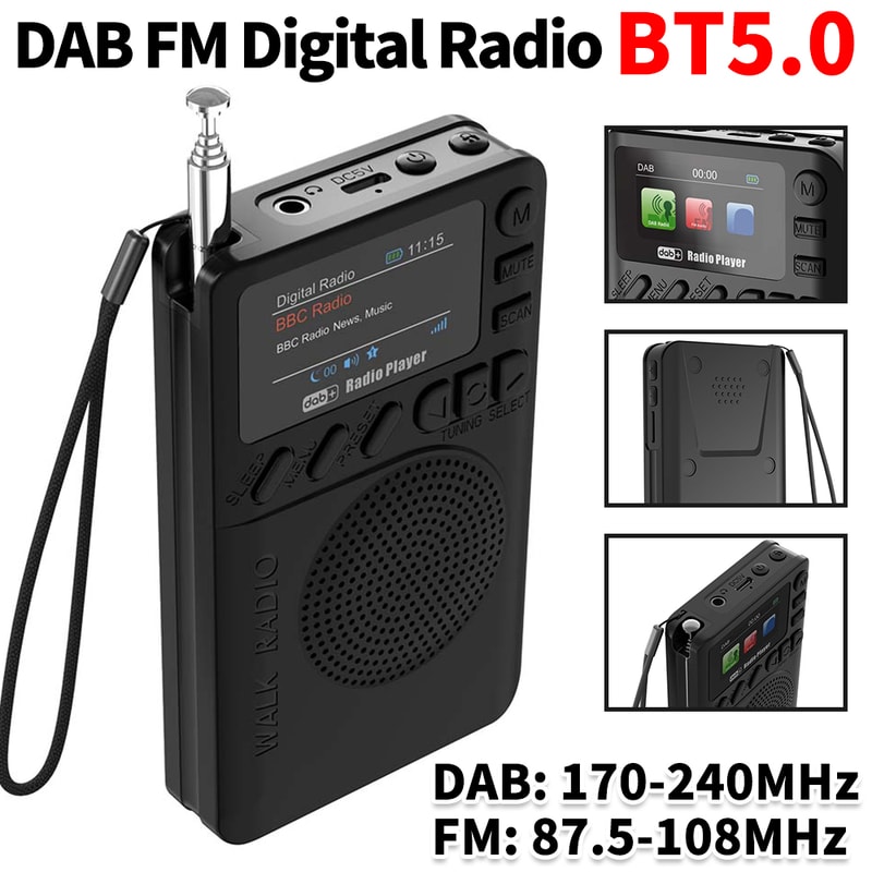 Portable DAB FM Radio With Bluetooth Speaker Player And Headphone Jack 3