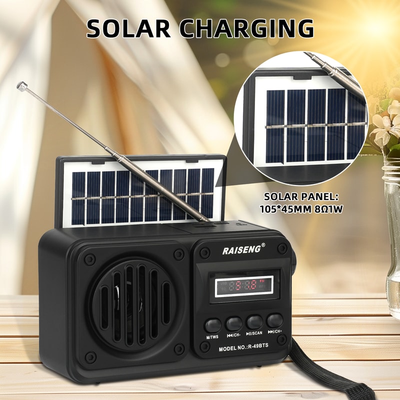 Portable Solar Emergency Radio Bluetooth Speaker With AM FM SW 2