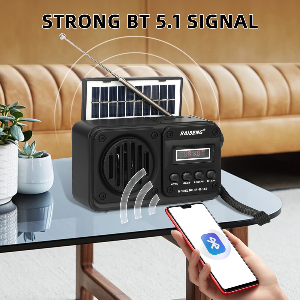 Portable Solar Emergency Radio Bluetooth Speaker With AM FM SW 3