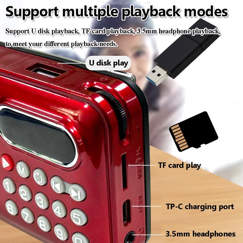 PocketWave Portable FM Radio Bluetooth Speaker with Recorder and LED Display