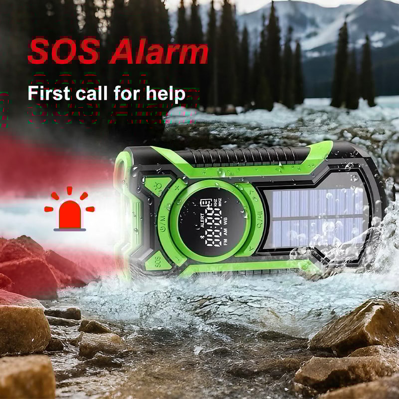 Solar Emergency Weather Radio With Hand Crank Bluetooth And LED Flashlight 5