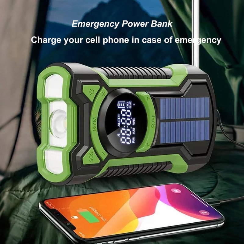 Solar Emergency Weather Radio With Hand Crank Bluetooth And LED Flashlight 6