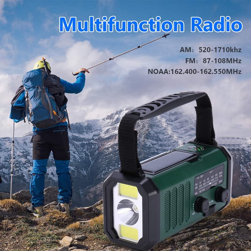 Hand Crank Emergency Radio With Solar Charging Flashlight And Power Bank 1