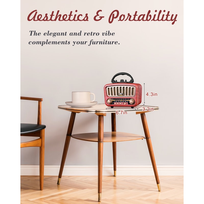 Retro Bluetooth Radio Speaker with AM FM SW and Rechargeable USB Music Player