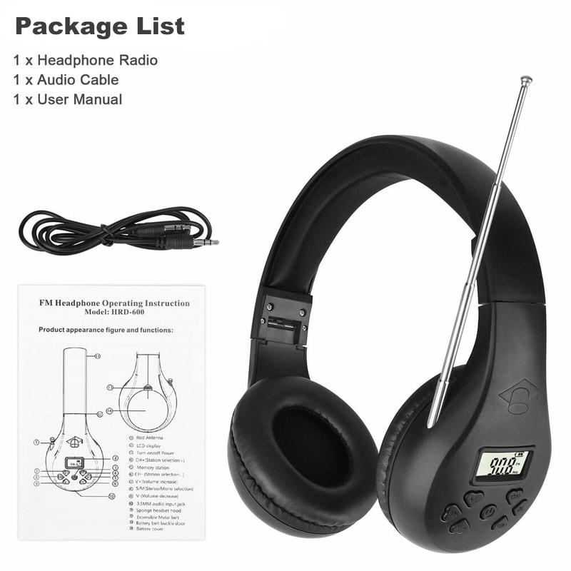 Portable FM Radio Headset with Digital Display for Conferences and Simultaneous Interpretation