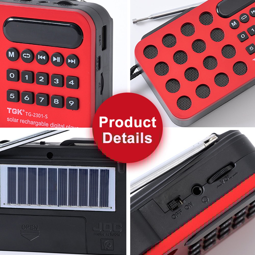 Solar Emergency Radio Portable FM Bluetooth Speaker With USB Card 1
