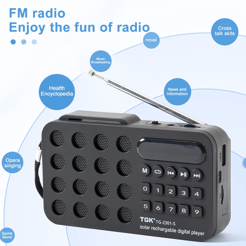 Solar Emergency Radio Portable FM Bluetooth Speaker With USB Card 2