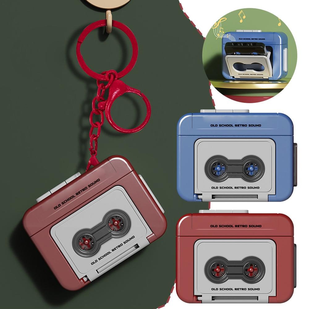 Retro Cassette Recorder Keychain Gift Mini Recordable Couple Keepsake