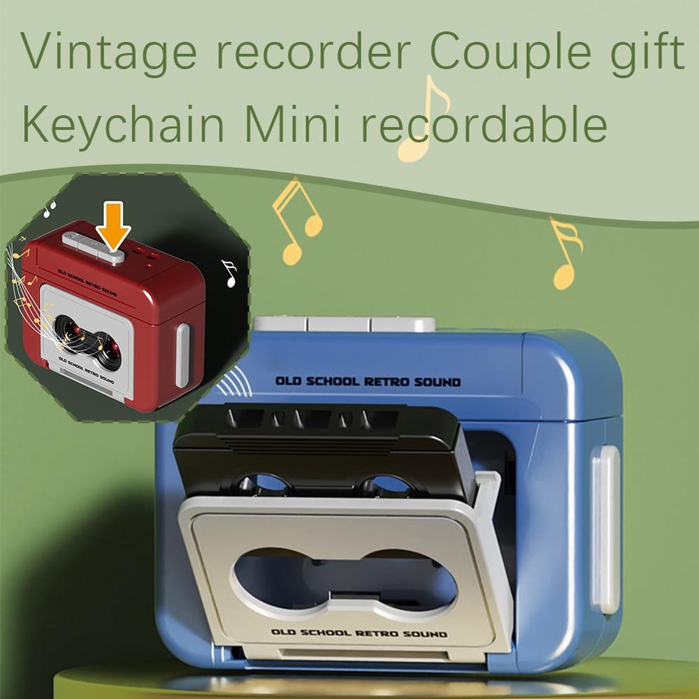Retro Cassette Recorder Keychain Gift Mini Recordable Couple Keepsake