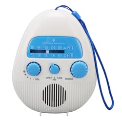 portable waterproof shower radio with built in speaker and am fm tuning