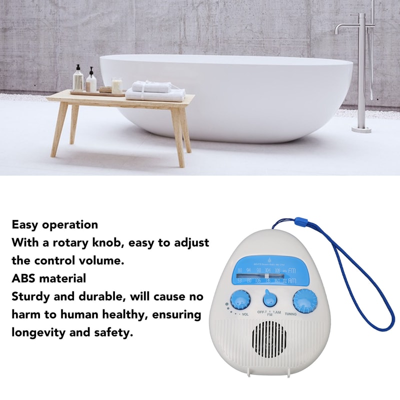 Portable Waterproof Shower Radio With Built In Speaker And AM FM Tuning 3