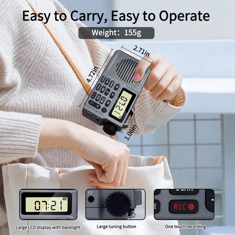 Portable AM/FM radio with Bluetooth Recorder and Alarm Clock