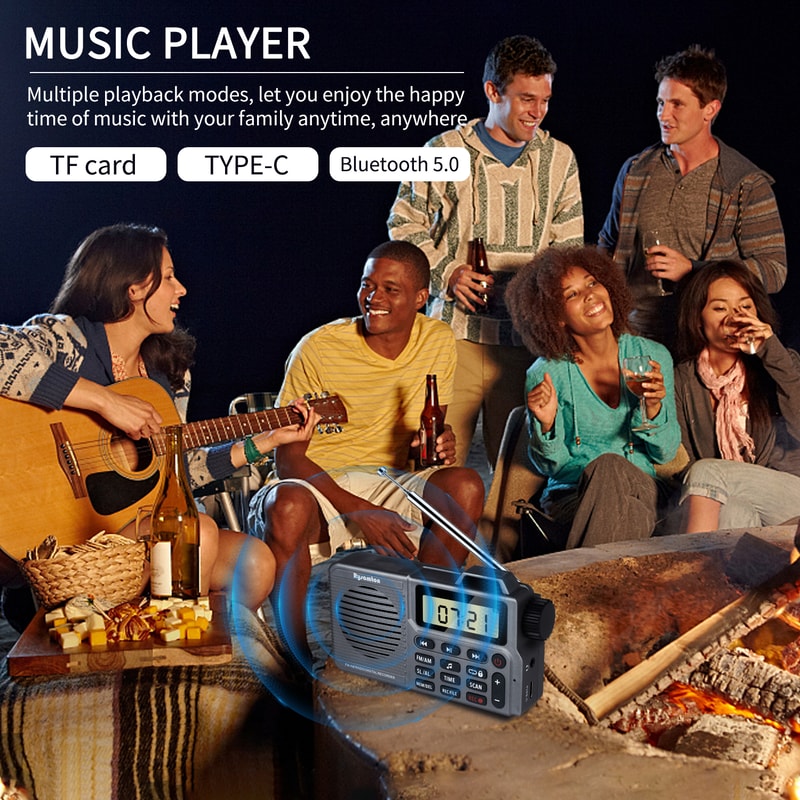 Portable AM/FM radio with Bluetooth Recorder and Alarm Clock