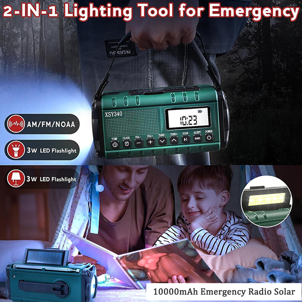 StormReady Emergency Weather Radio With Solar Charger Hand Crank Radio And Power Bank 1