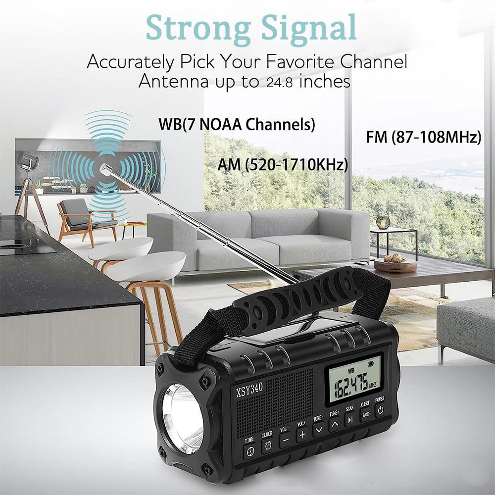 StormReady Emergency Weather Radio With Solar Charger Hand Crank Radio And Power Bank 4