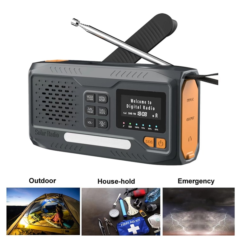 Solar Emergency Radio With Bluetooth Hand Crank Flashlight 1