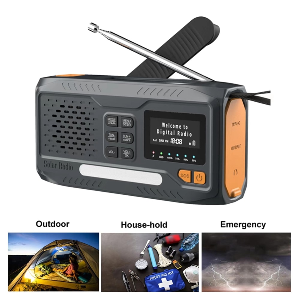 Solar Emergency Radio With Bluetooth Hand Crank Flashlight 6