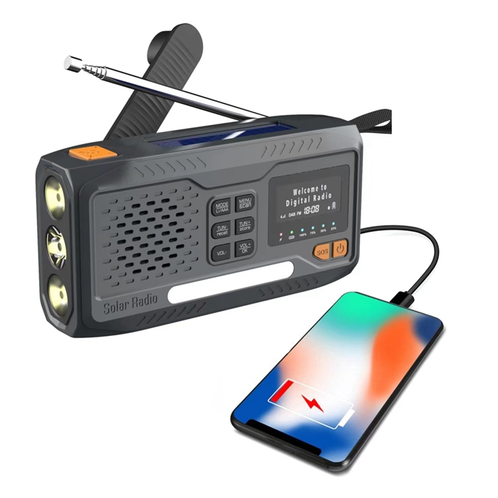 Solar Emergency Radio With Bluetooth Hand Crank Flashlight 5
