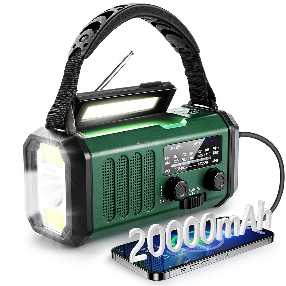 StormReady Solar Hand Crank Emergency Radio with Flashlight SOS Alarm and Power Bank