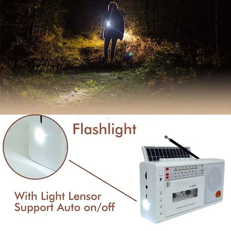 RetroWave Bluetooth Cassette Player Recorder with AM FM SW Radio and Playback