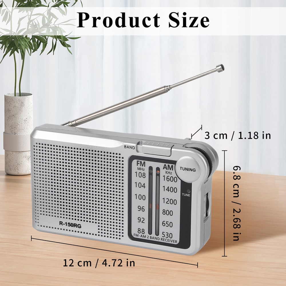Portable AMFM Radio With Speaker Headphone Jack USB Charging Cable Compact Rechargeable Pocket Radi 5