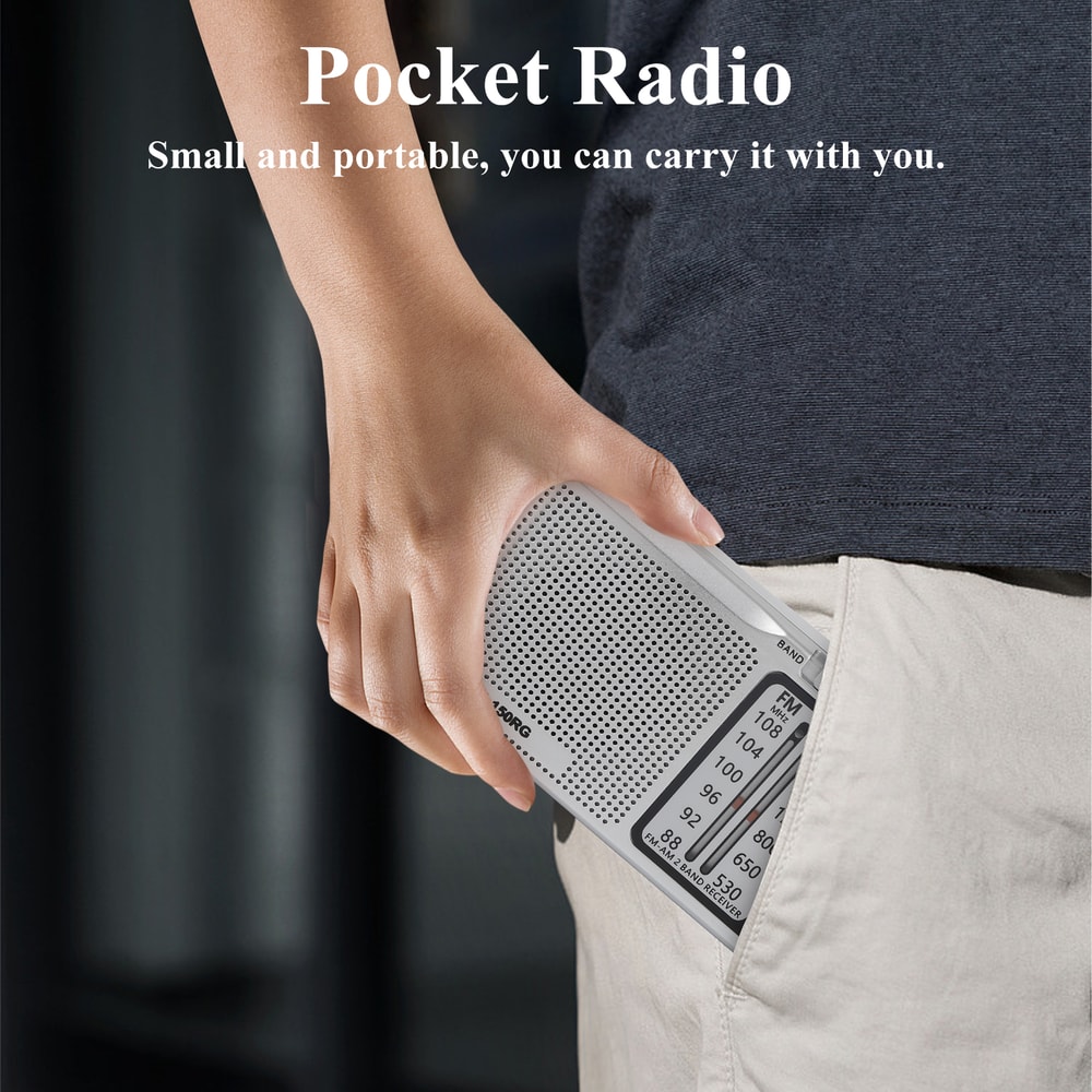 Portable AMFM Radio With Speaker Headphone Jack USB Charging Cable Compact Rechargeable Pocket Radi 3