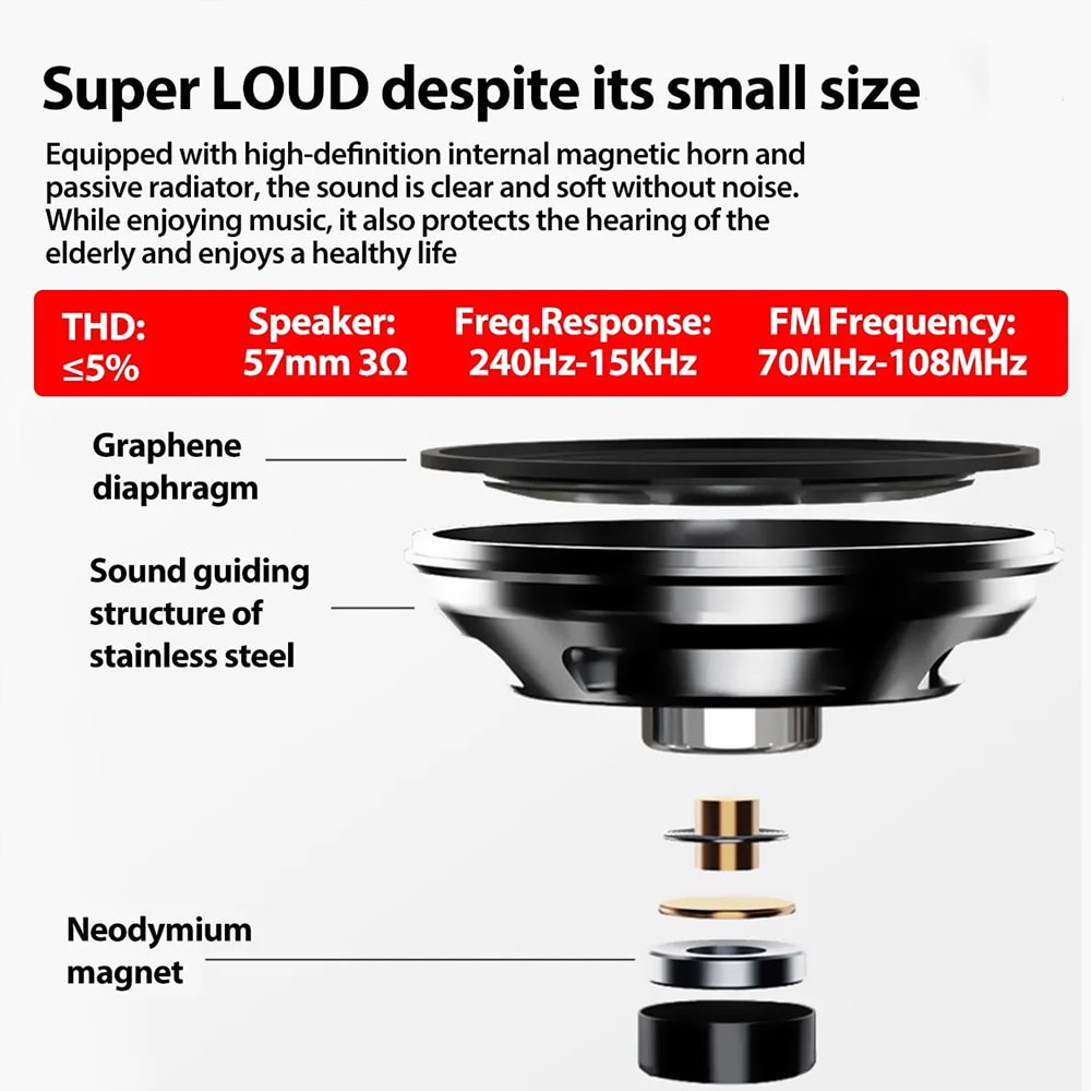 Mini Portable Digital Radio Handheld Rechargeable Player & USB Music Speaker