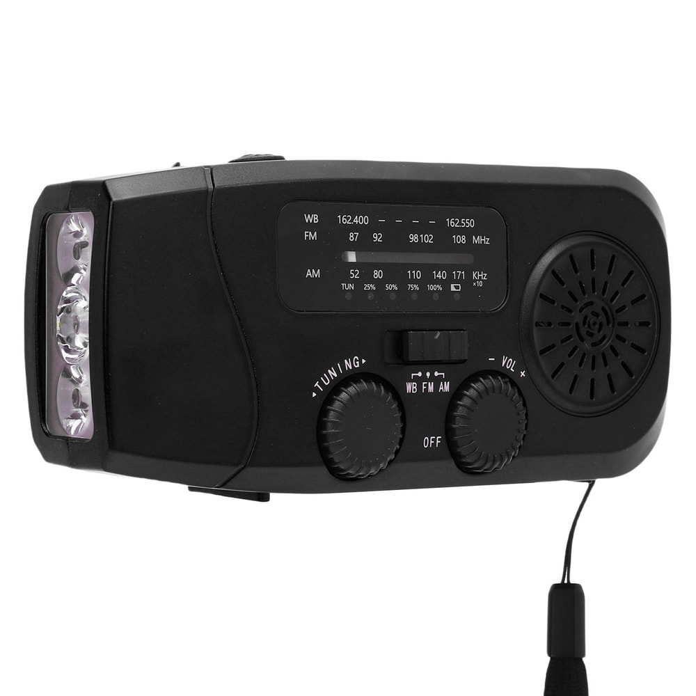 Solar-Powered Emergency Radio with LED Flashlight & Phone Charger Waterproof, Battery for Outdoor Adventures