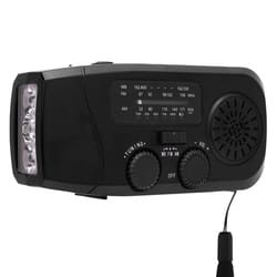 solar-powered emergency radio with led flashlight & phone charger waterproof, battery for outdoor adventures