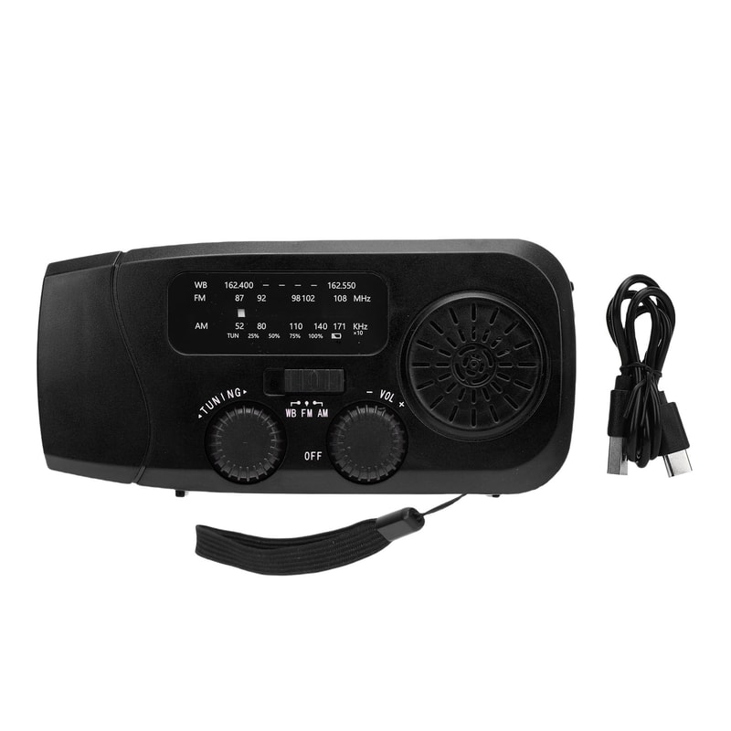 Solar-Powered Emergency Radio with LED Flashlight & Phone Charger Waterproof, Battery for Outdoor Adventures