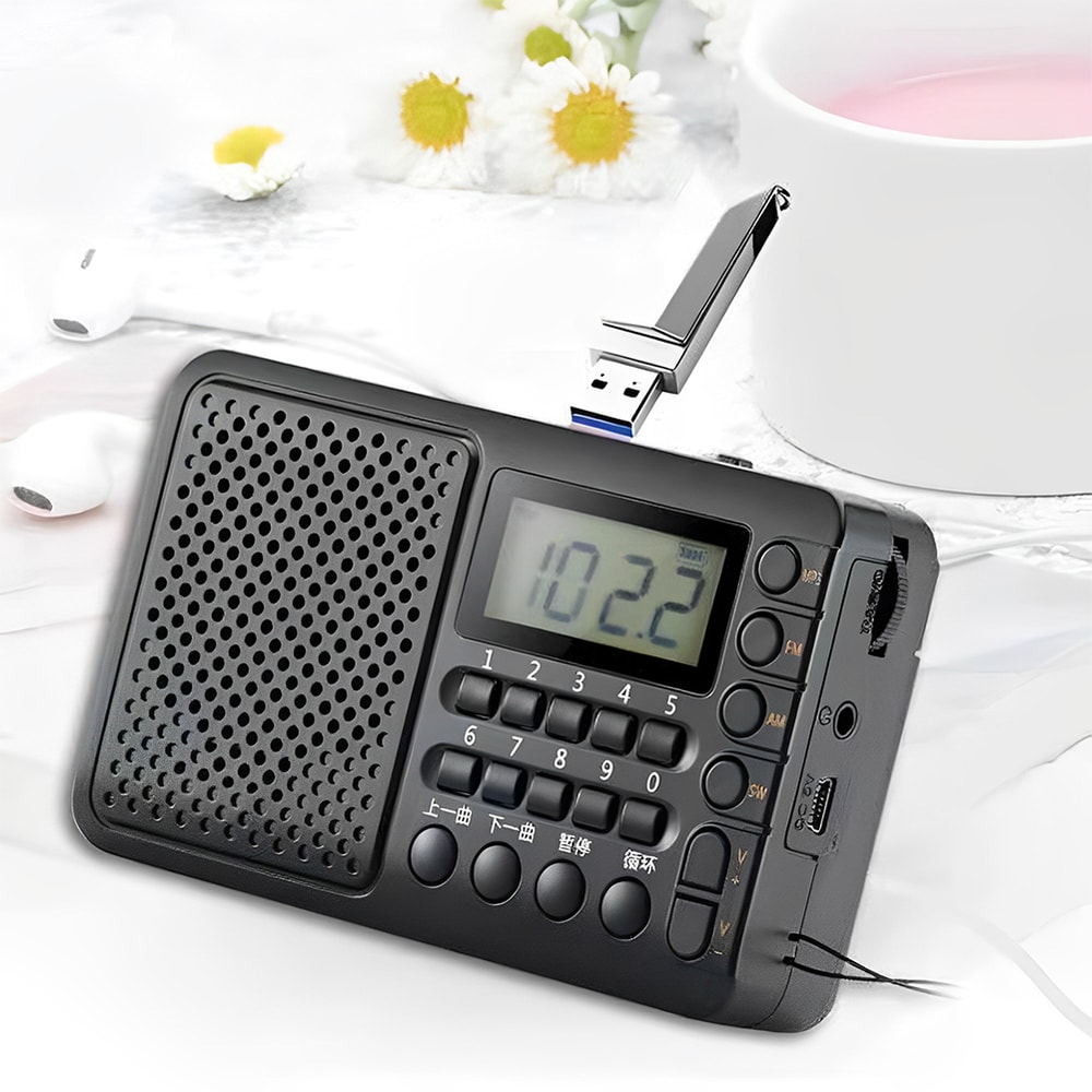 Portable FM/AM/SW Radio with Music Player and LED Display Compact Radio for Home & Outdoor